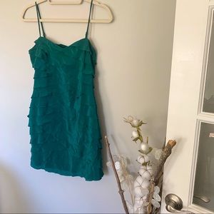 Jade Green Ruffled Mini Dress